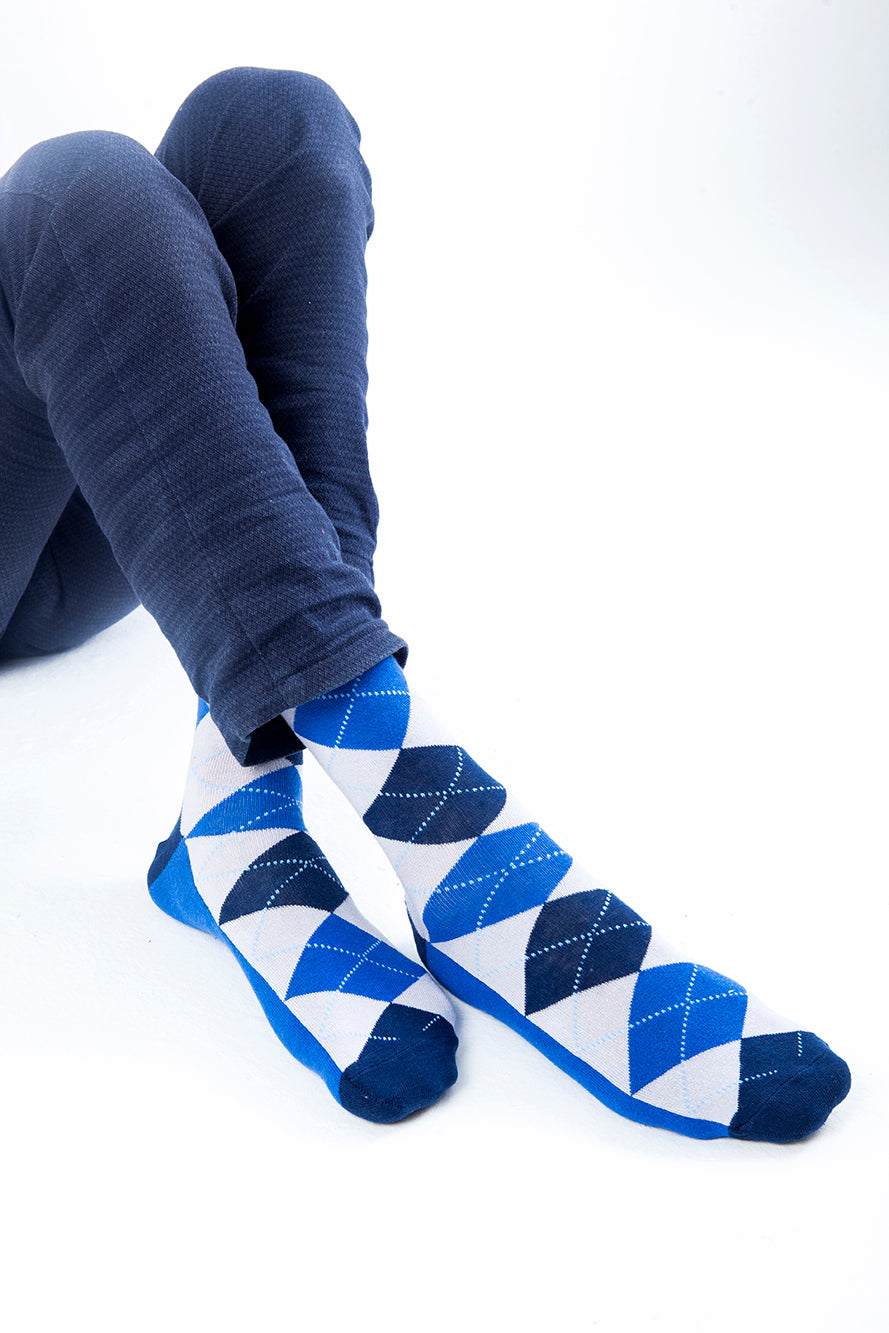 Men's Cobalt Stone Argyle Socks