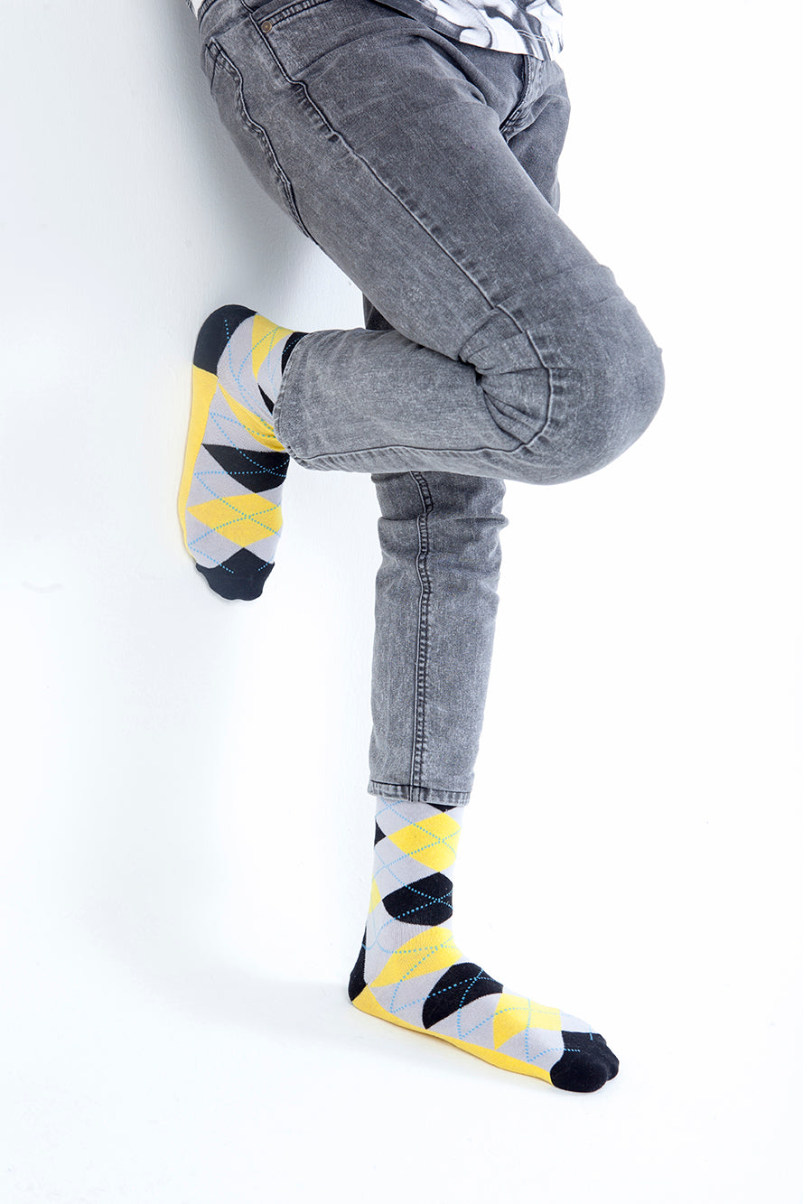 Men's Yellow Coal Argyle Socks
