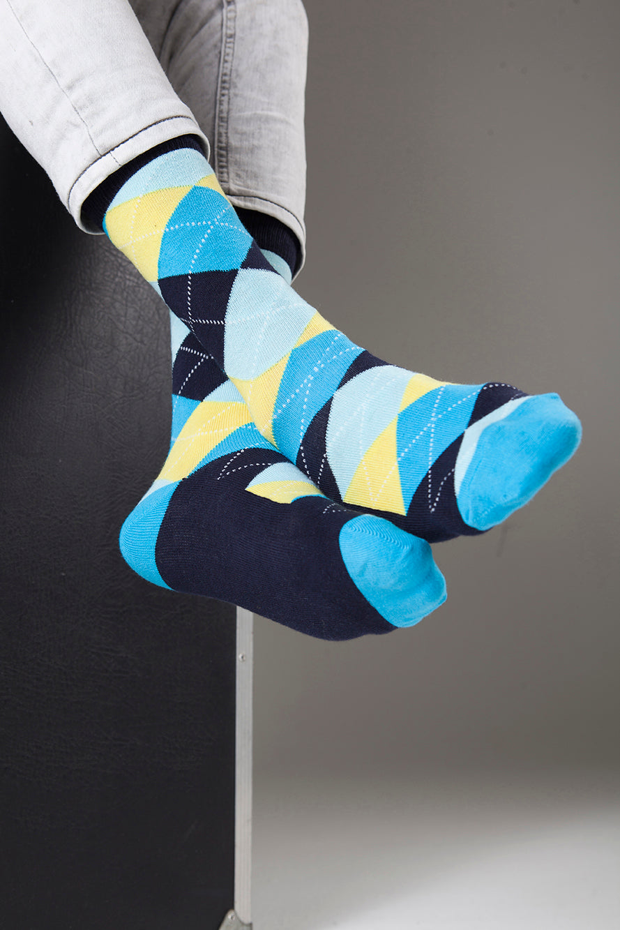 Men's Yellow Sky Argyle Socks