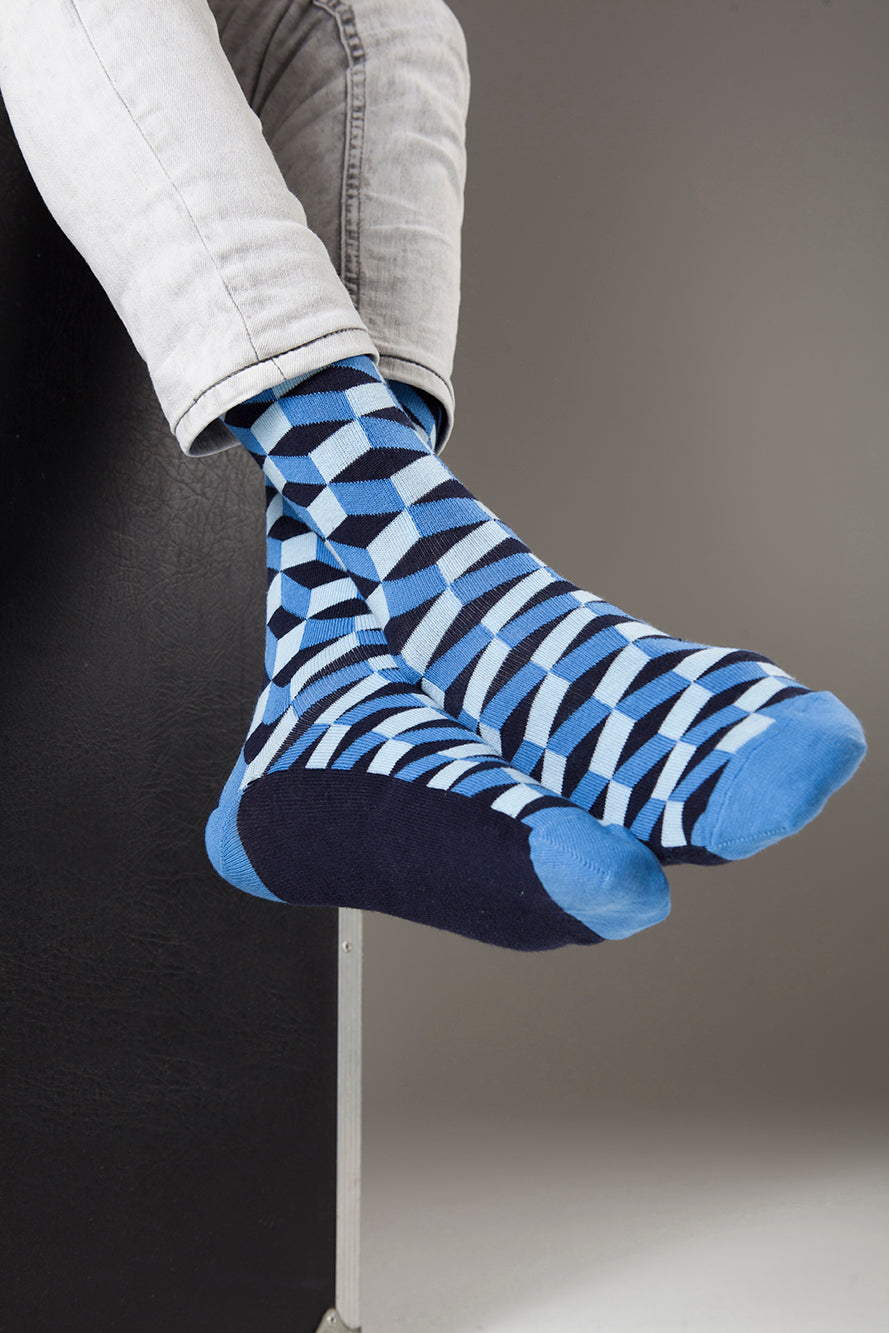 Men's Navy Block Socks