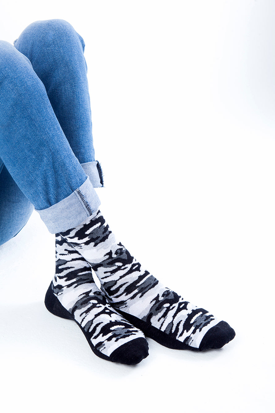 Men's Shiny Black Camo Socks