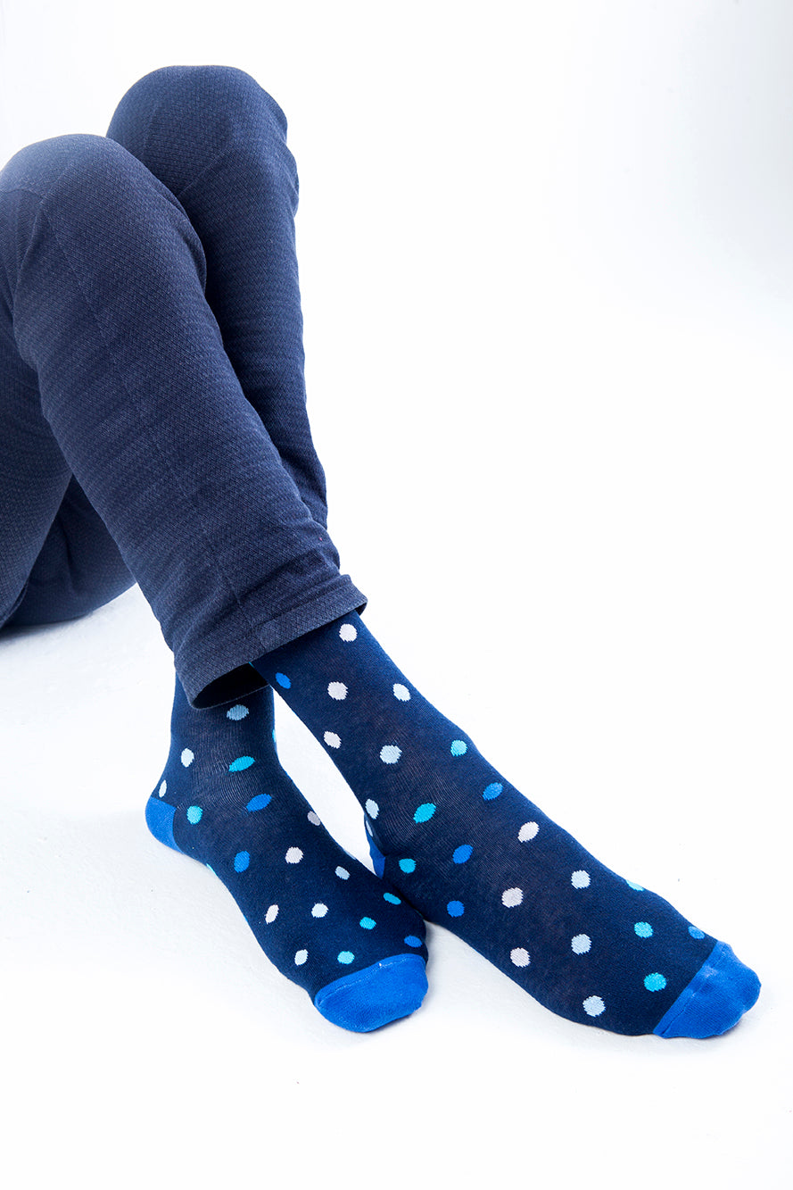 Men's Natural Navy Dot Socks