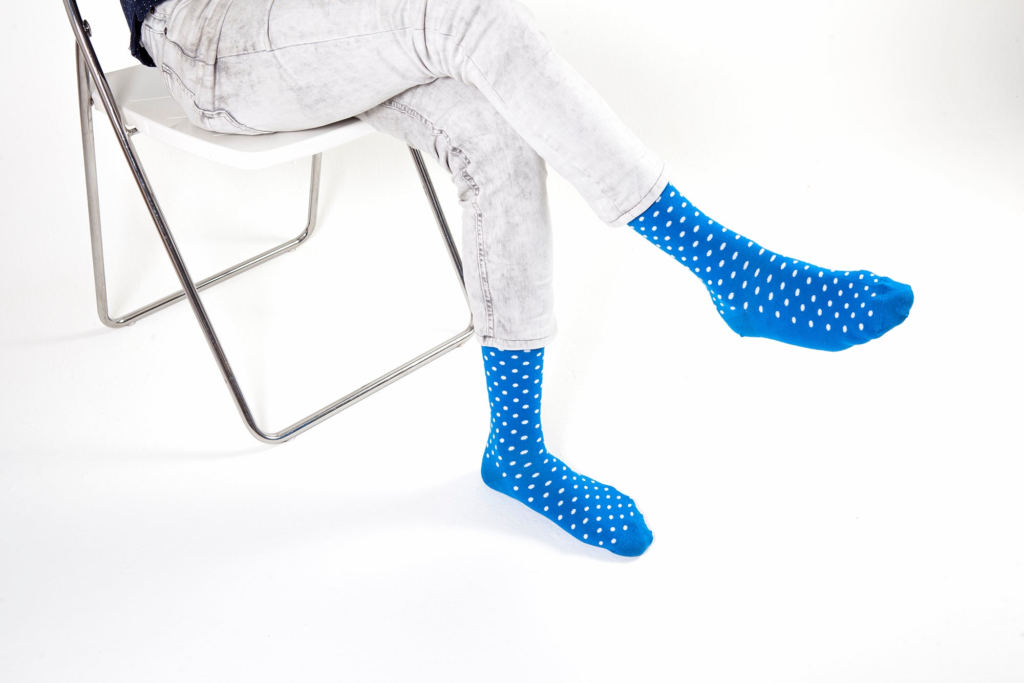 Men's Solid Blue Dot Socks