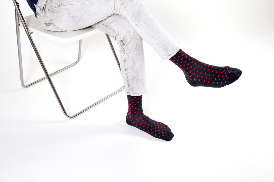 Men's Solid Navy Dot Socks