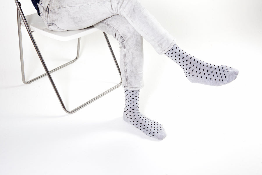 Men's Solid Grey Dot Socks