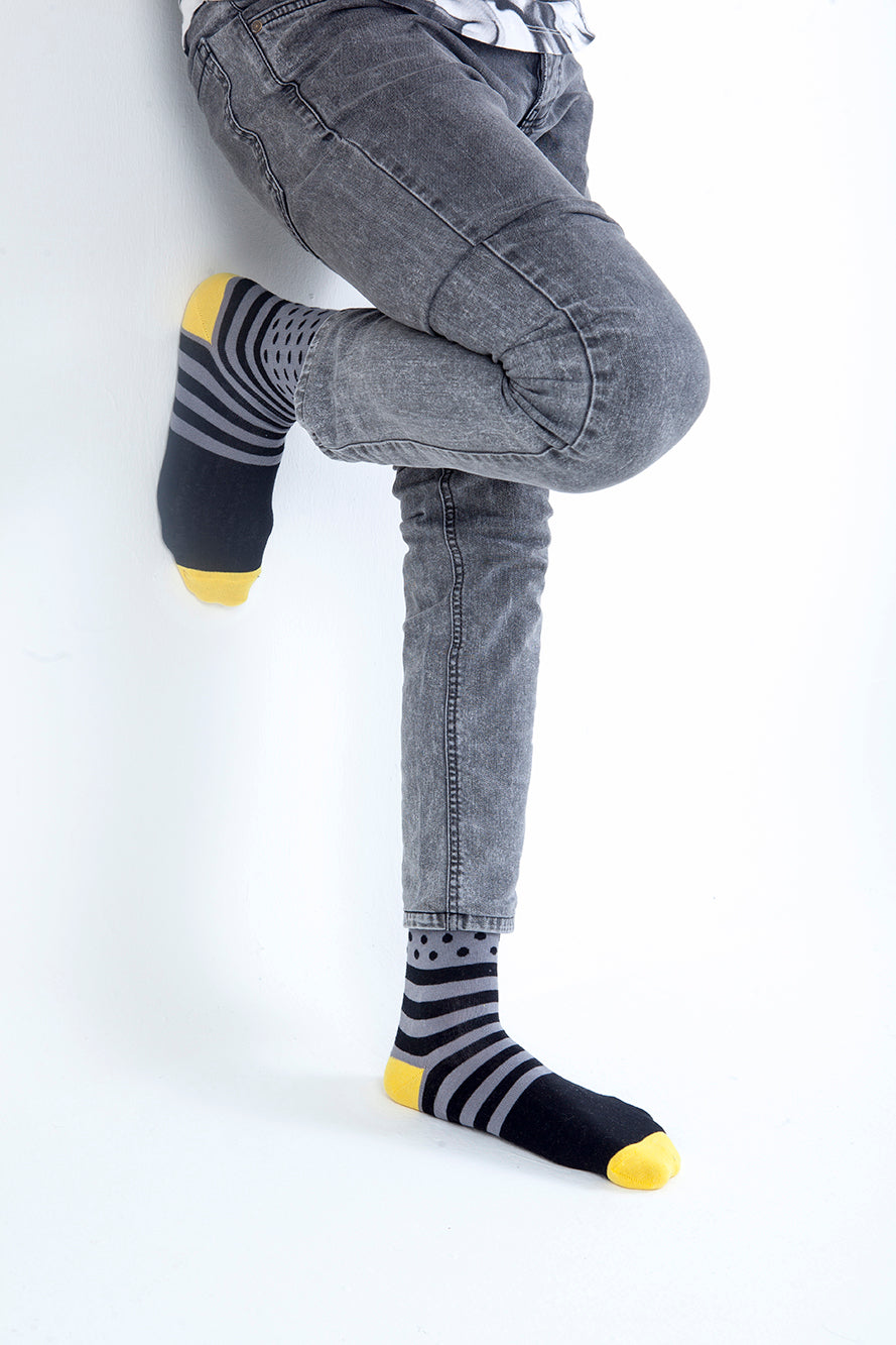 Men's Grey Dot Stripe Socks