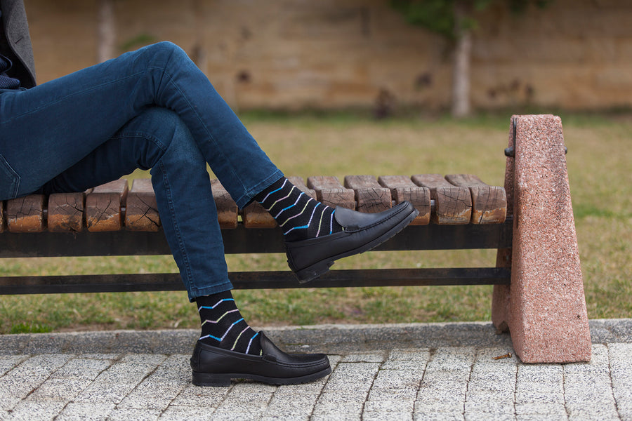 Men's Black Zig Zag Socks