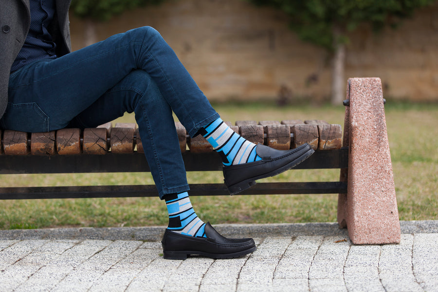 Men's Blue Patterned Socks