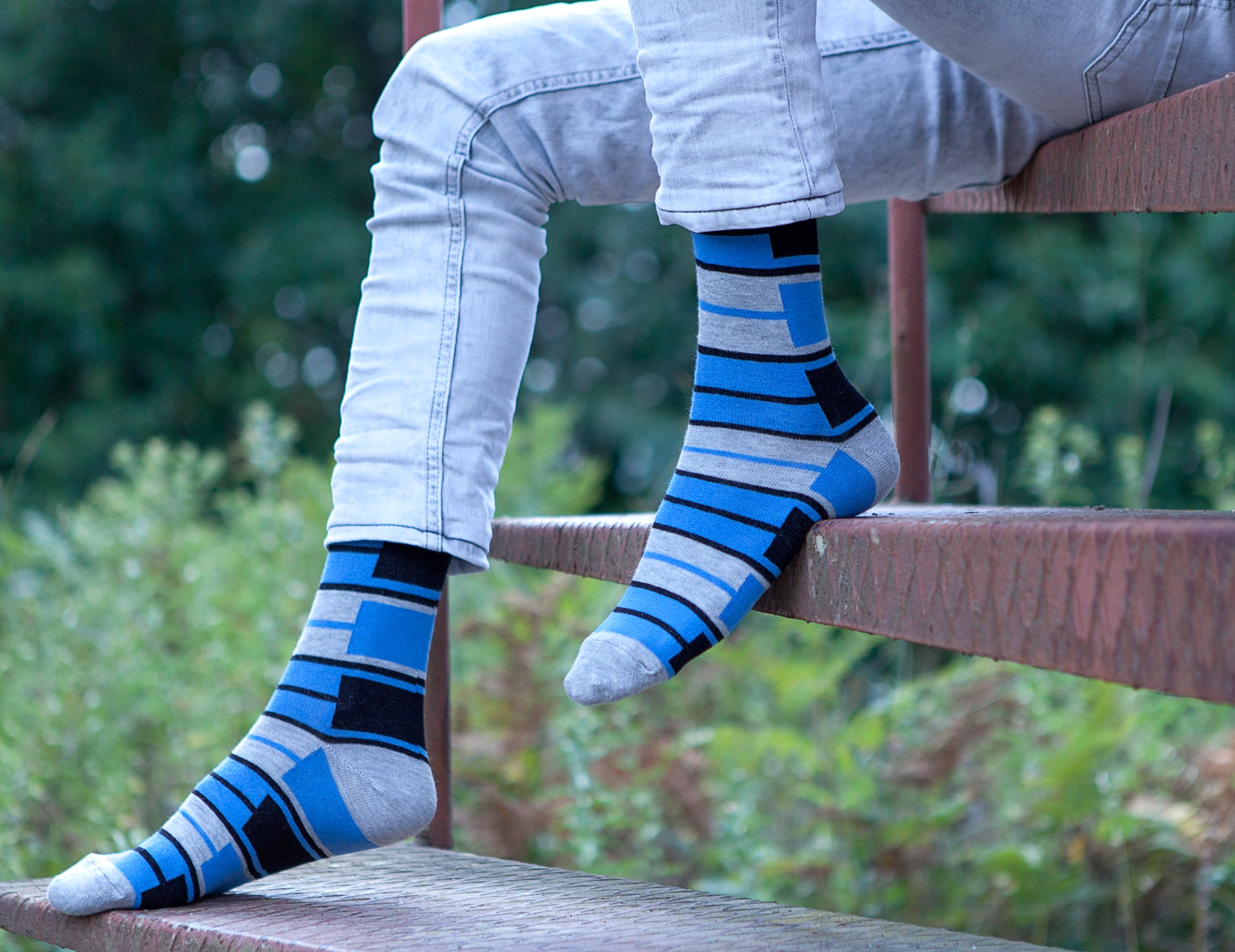 Men's Blue Patterned Socks