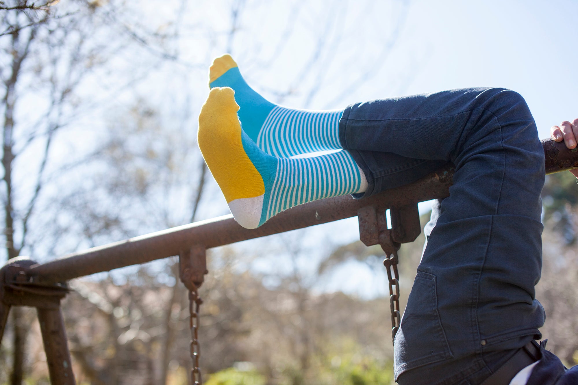 Men's Teal & Yellow Stripe Socks
