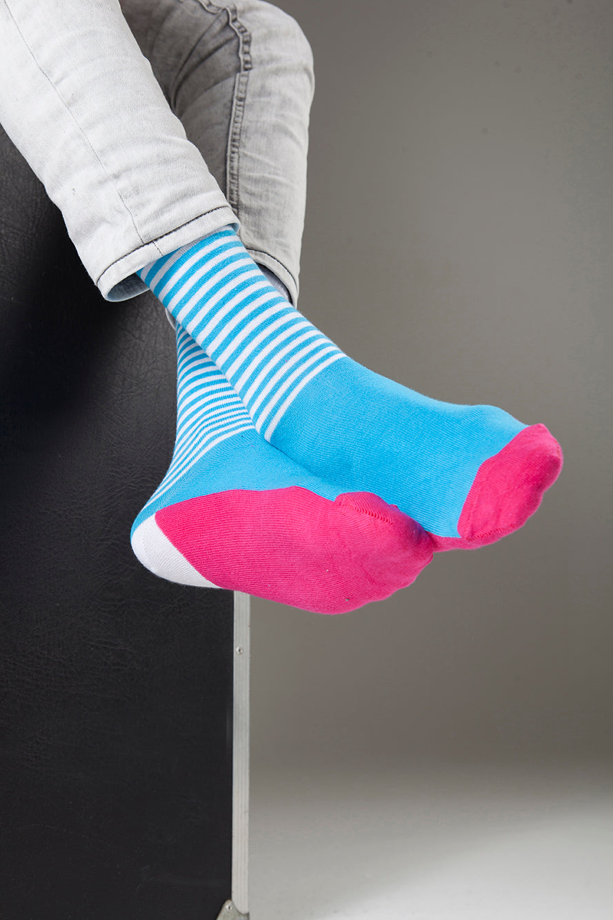 Men's Teal & Fuscia Stripe Socks