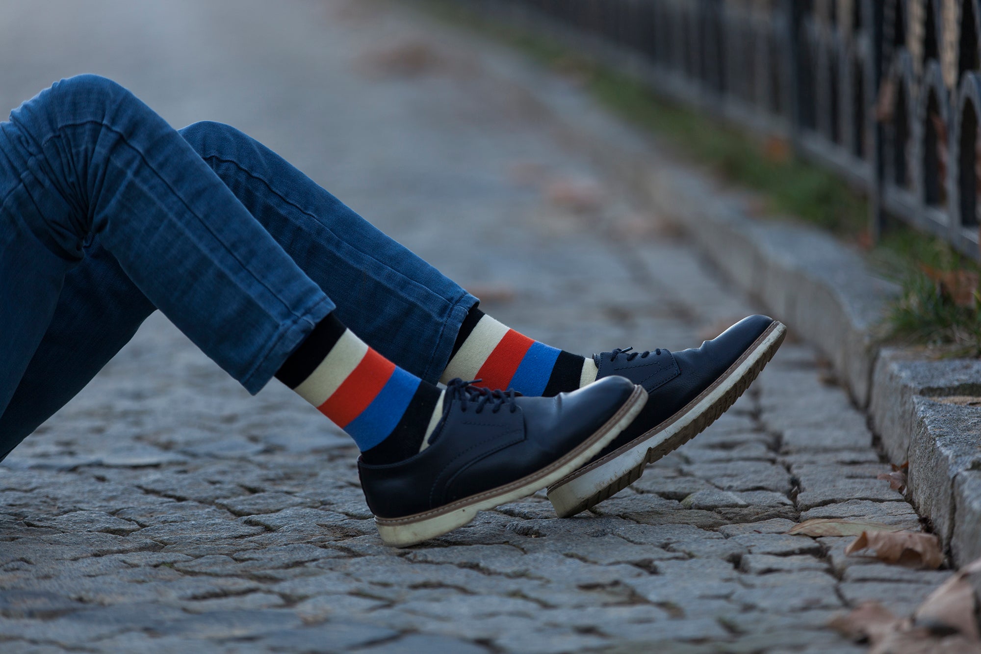 Men's Orange Sky Stripe Socks