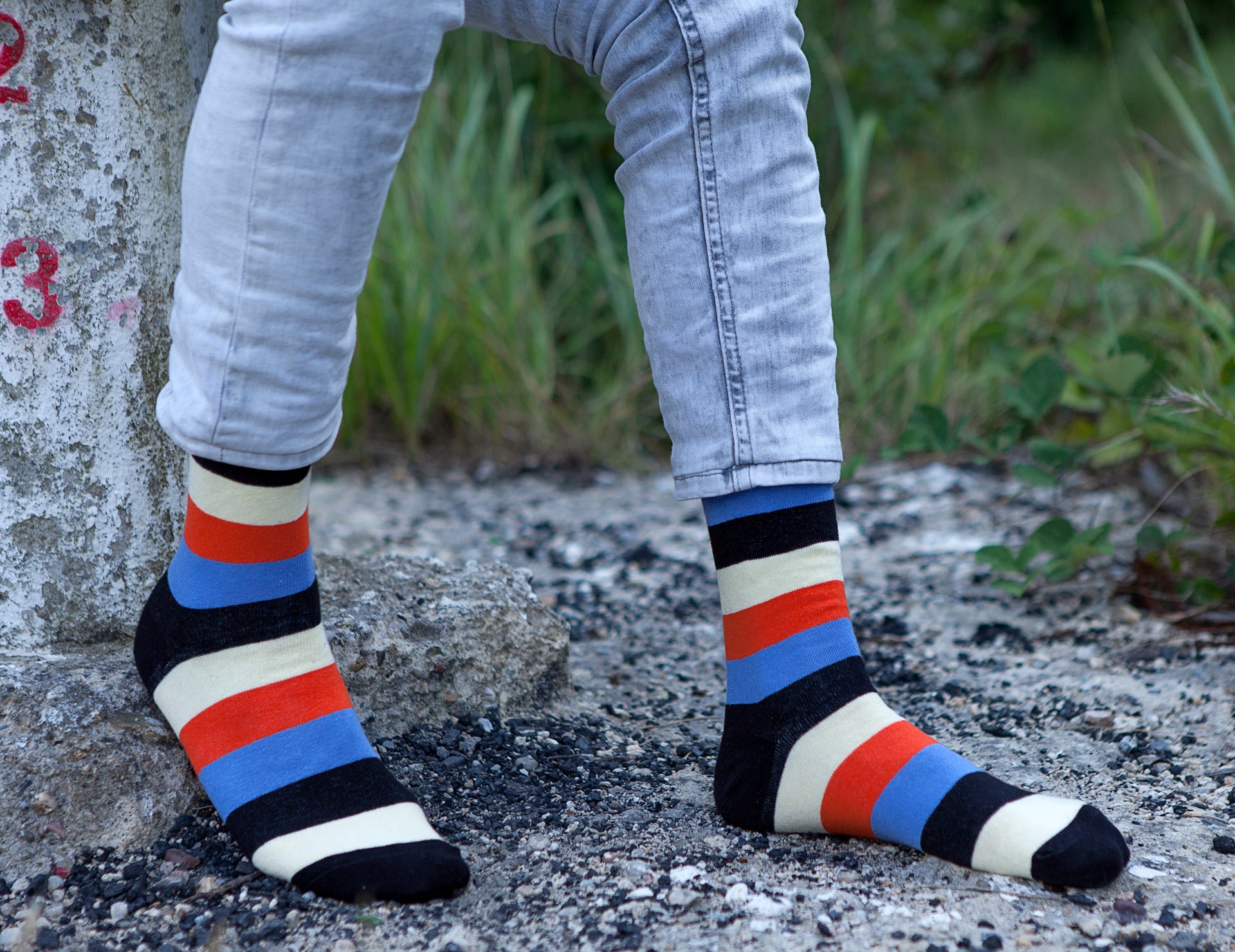 Men's Orange Sky Stripe Socks