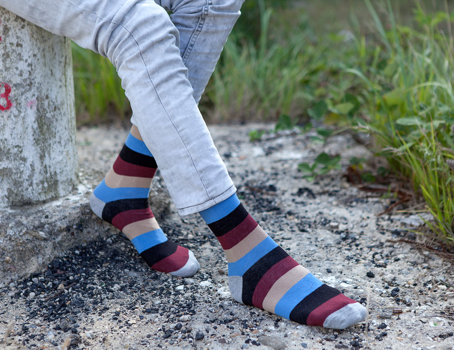 Men's Beige Stone Stripe Socks