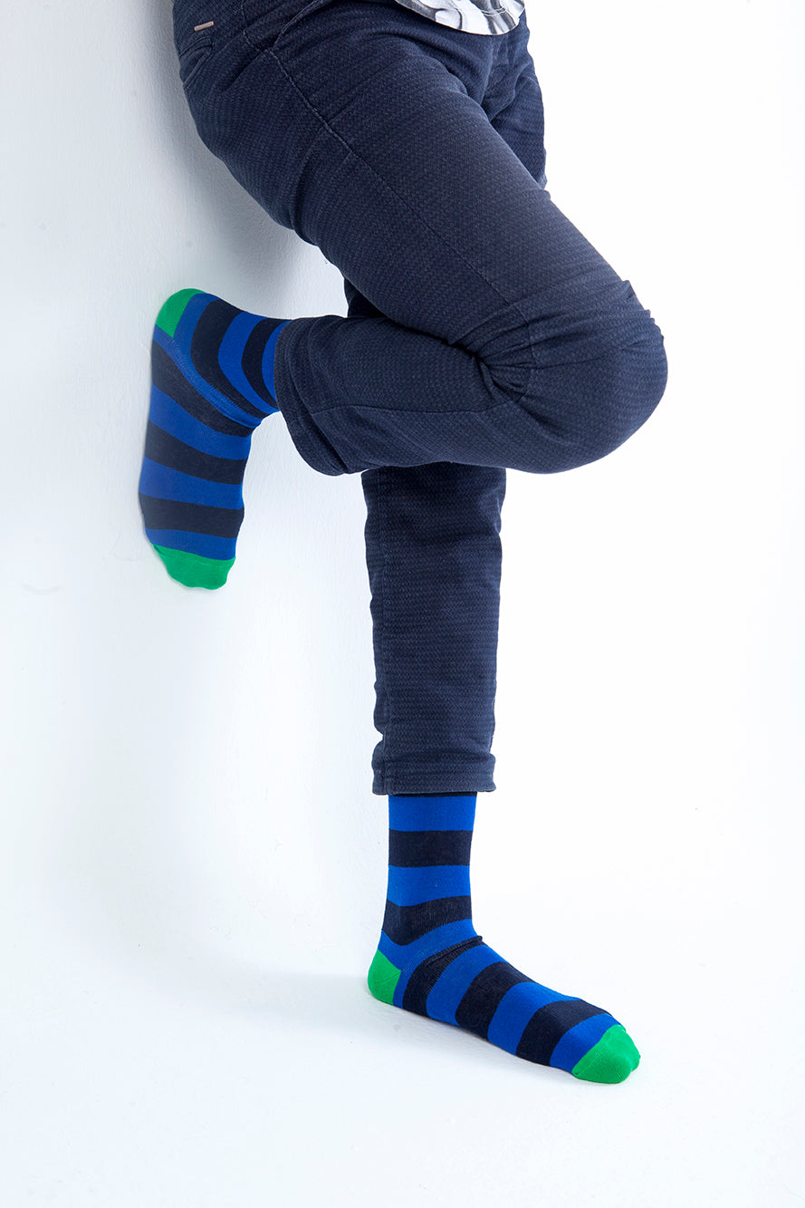 Men's Navy Emerald Stripe Socks