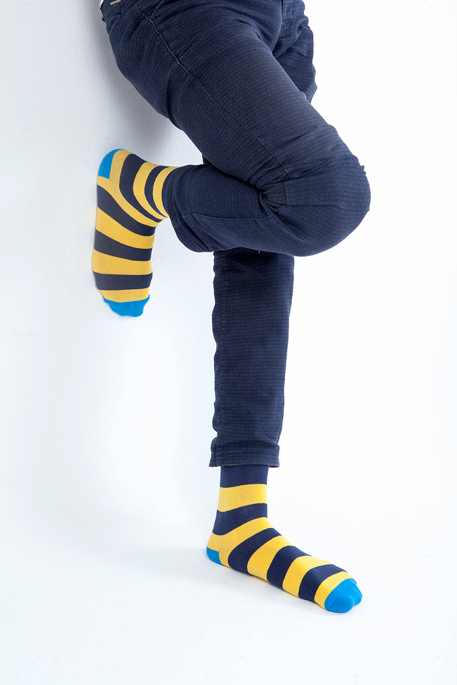 Men's Blue Canary Stripe Socks