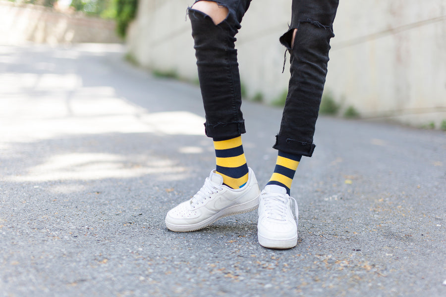 Men's Blue Canary Stripe Socks