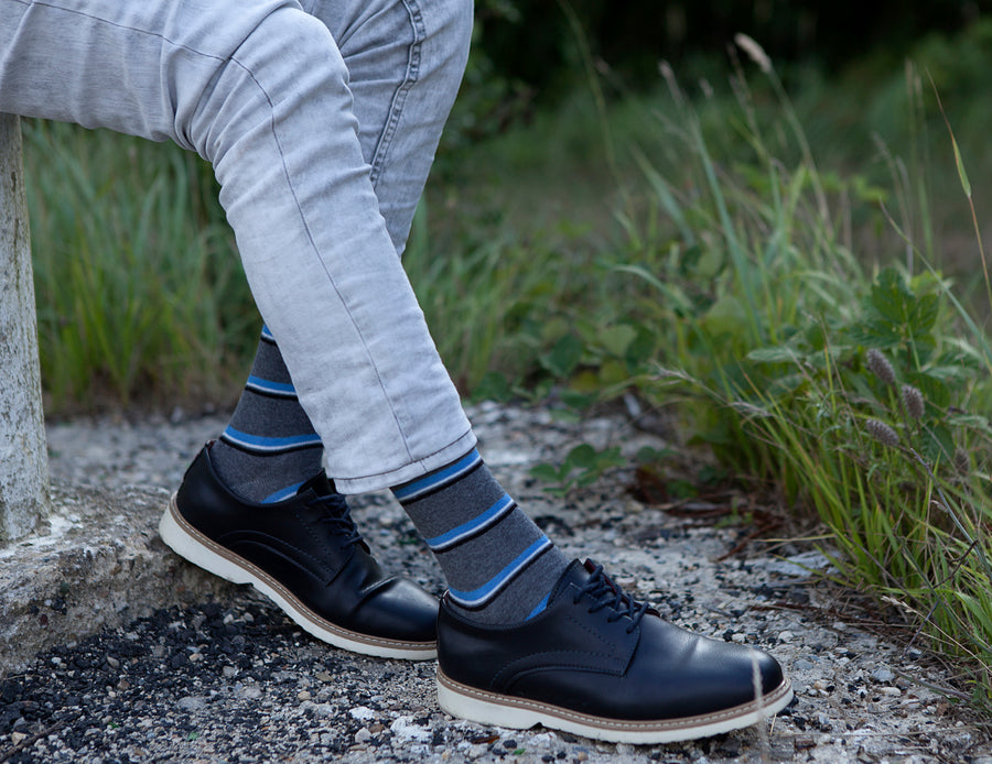 Men's Navy Stone Stripe Socks