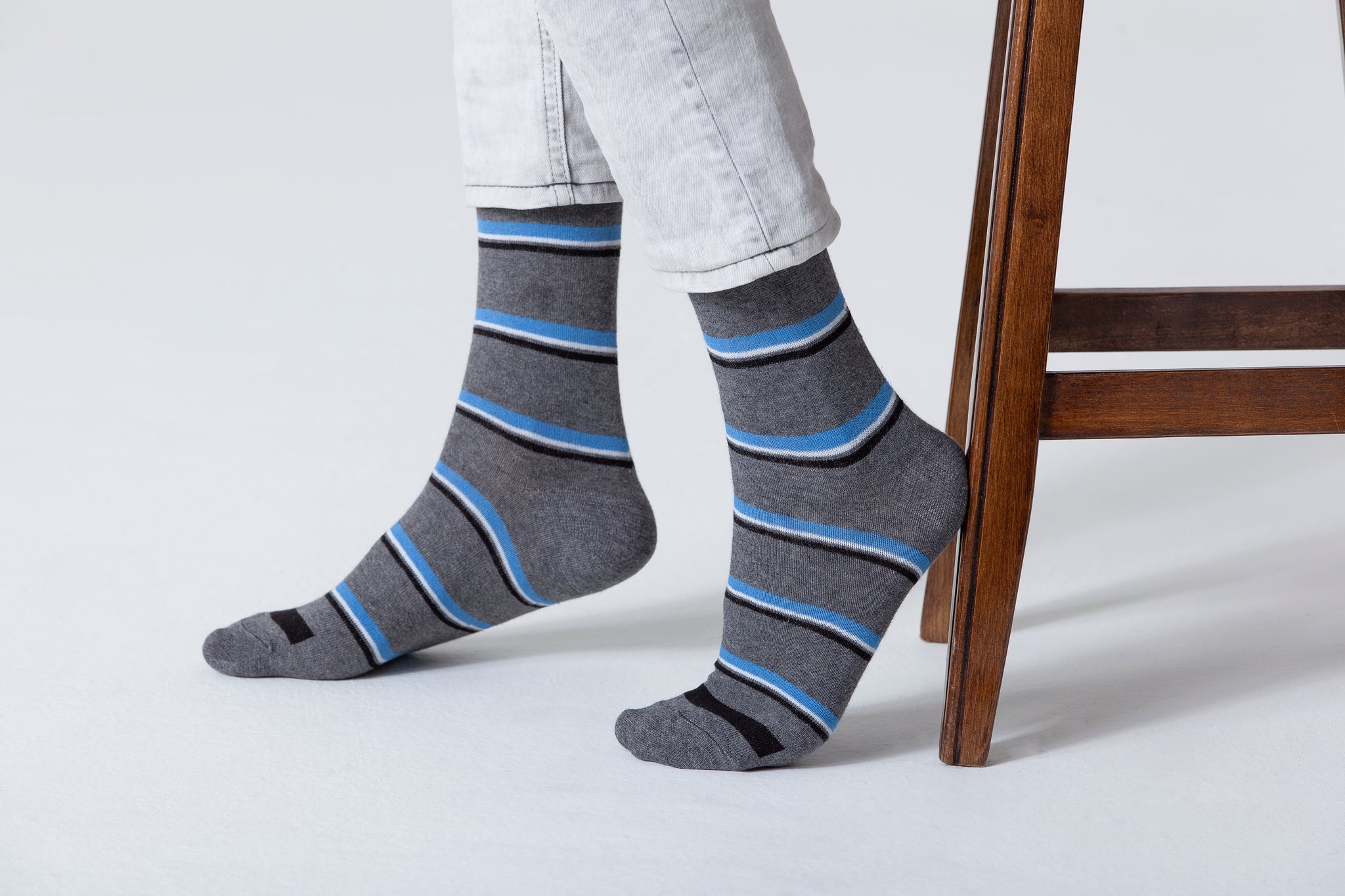 Men's Navy Stone Stripe Socks
