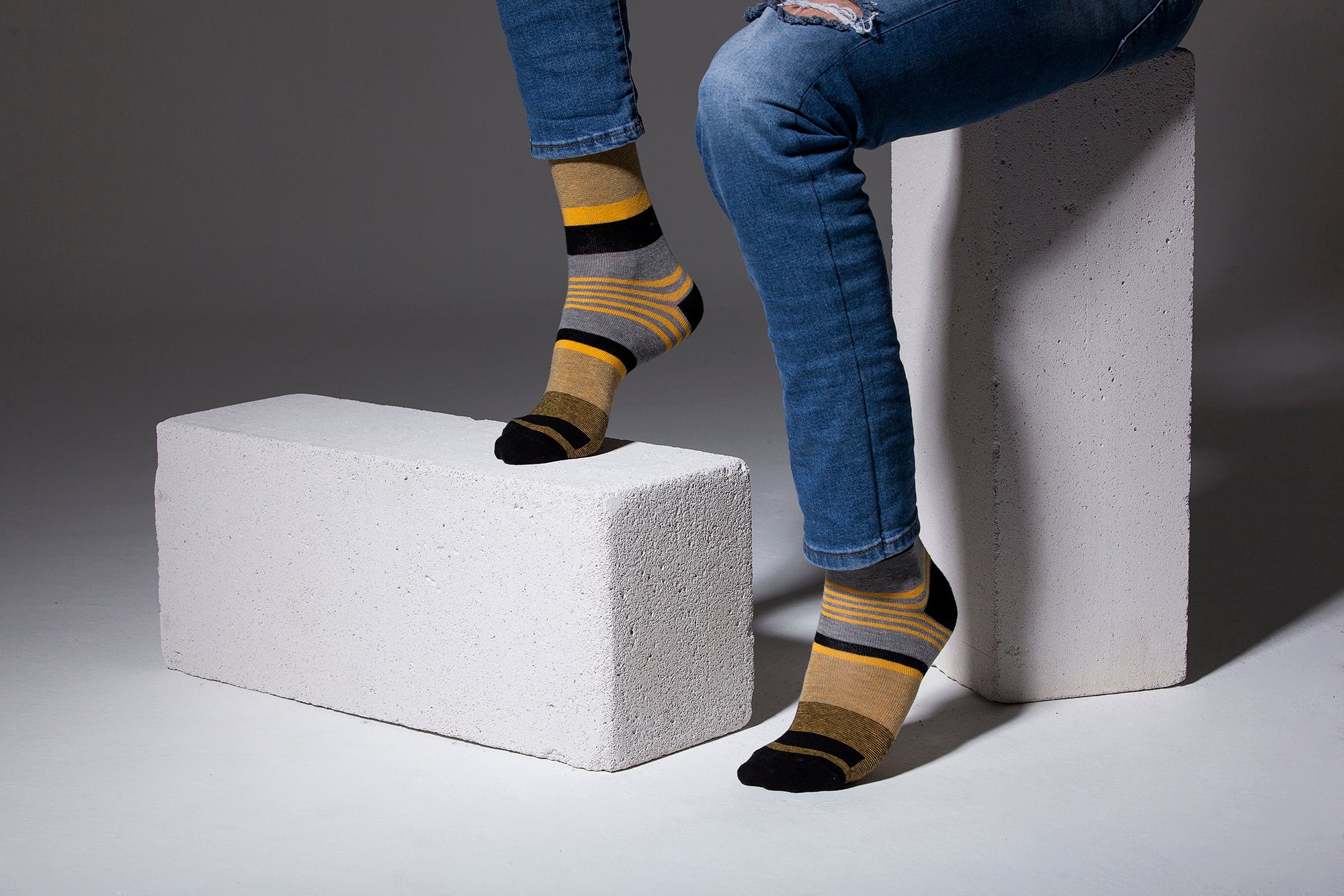 Men's Yellow Coal Stripe Socks