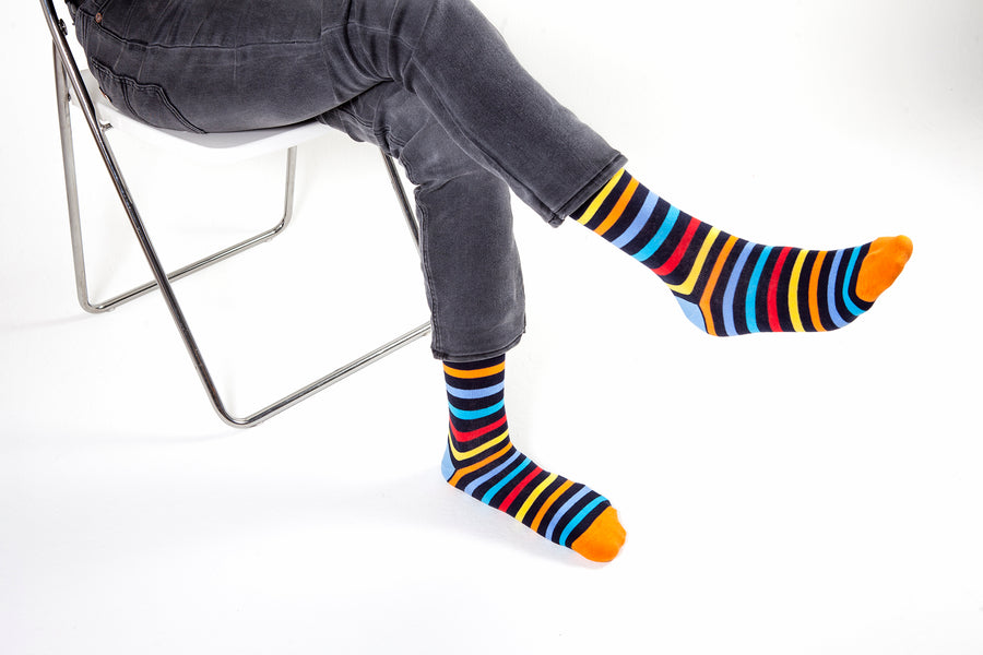 Men's Black Rainbow Stripe Socks