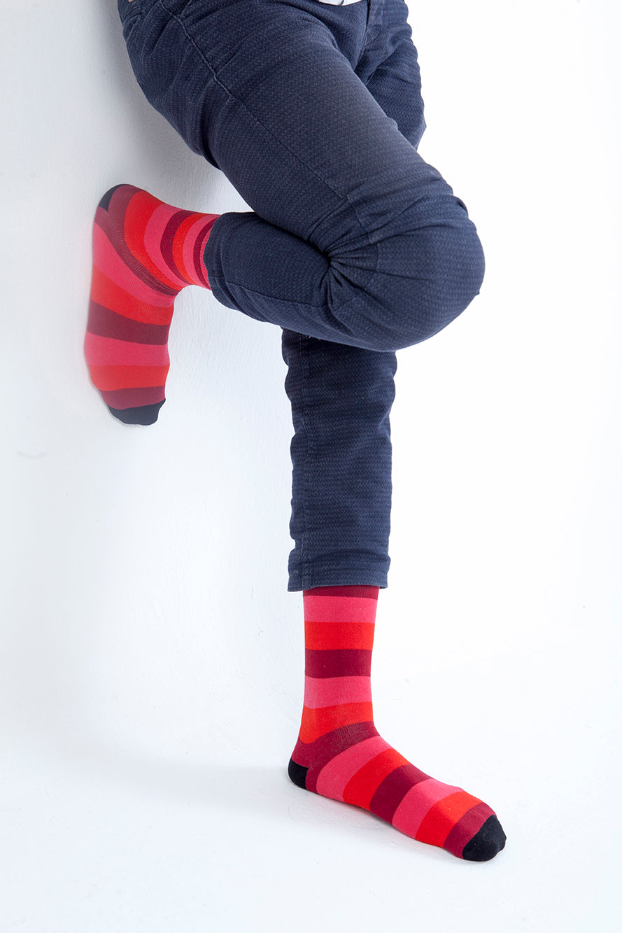 Men's Faded Scarlet Stripe Socks