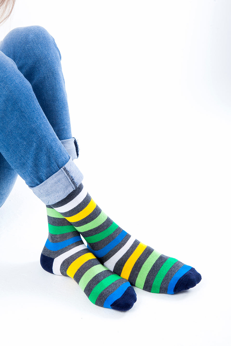 Men's Grey Emerald Stripe Socks