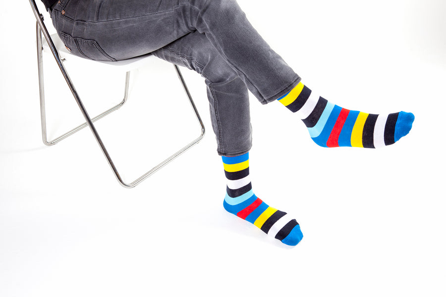 Men's Blue Rainbow Stripe Socks