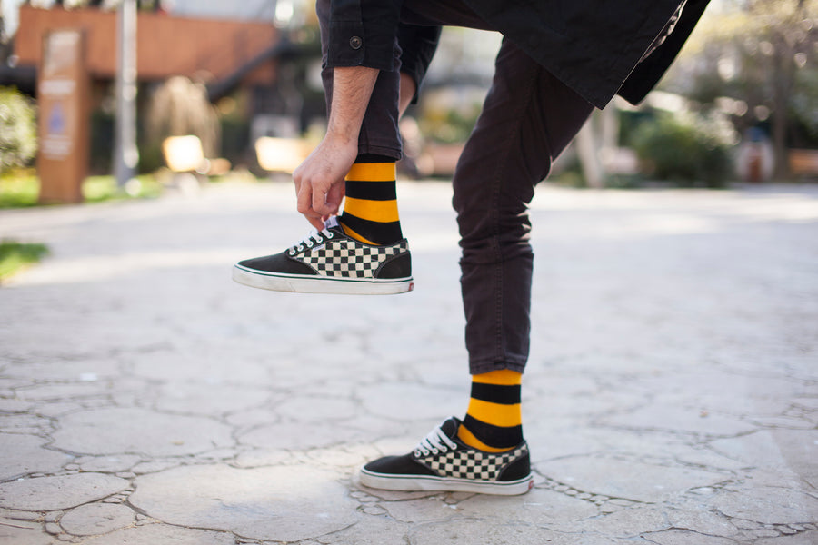 Men's Black Flame Stripe Socks