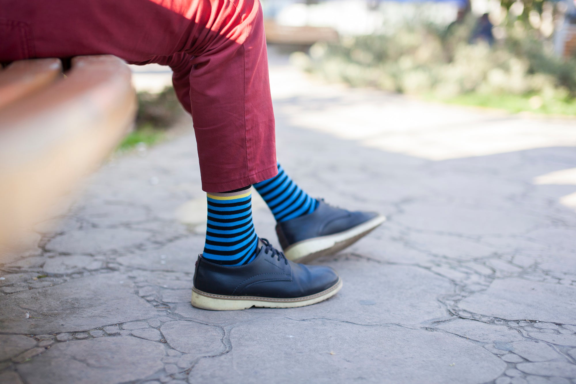 Men's Solid Sky Stripe Socks