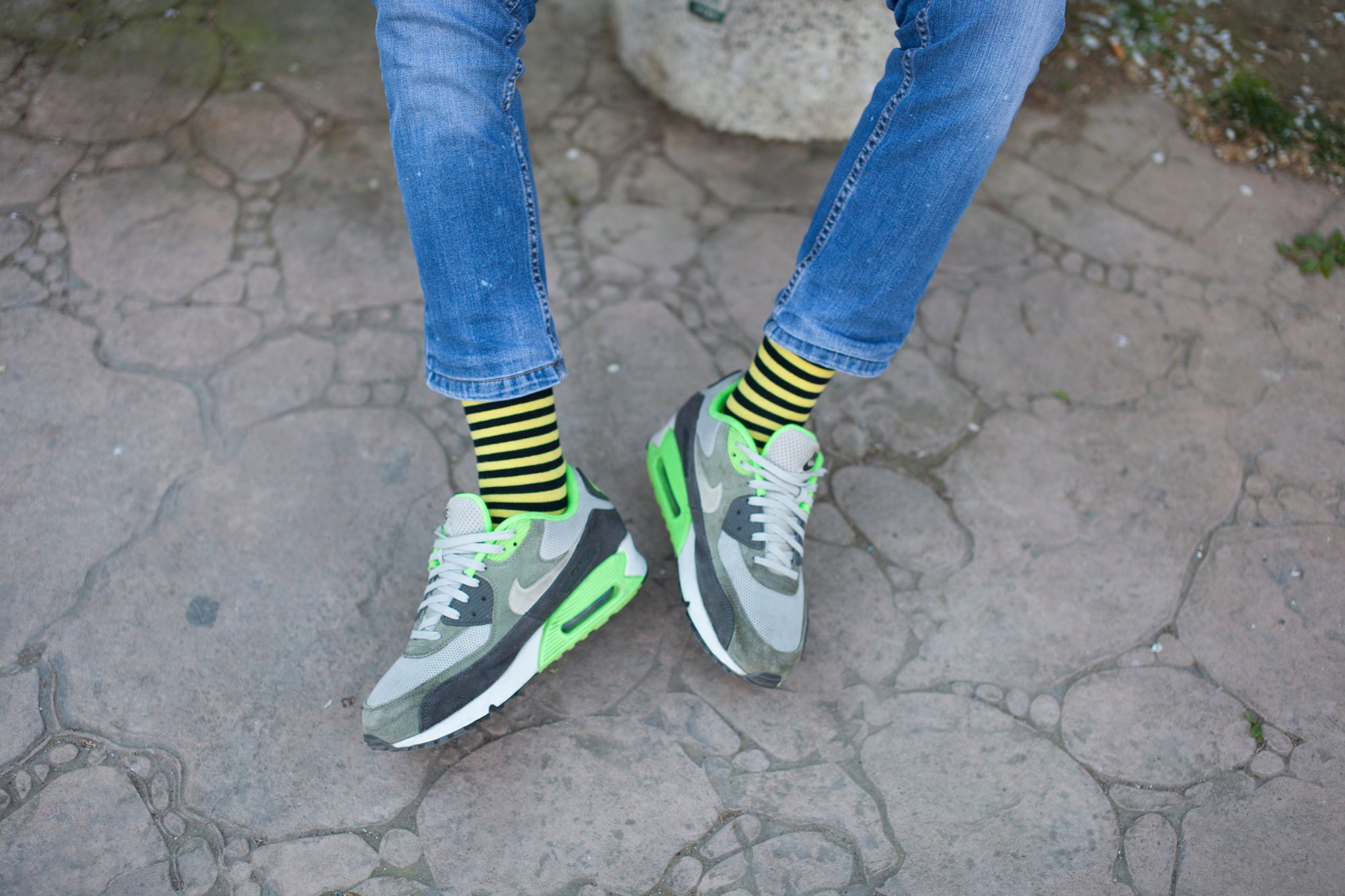 Men's Solid Lemon Stripe Socks