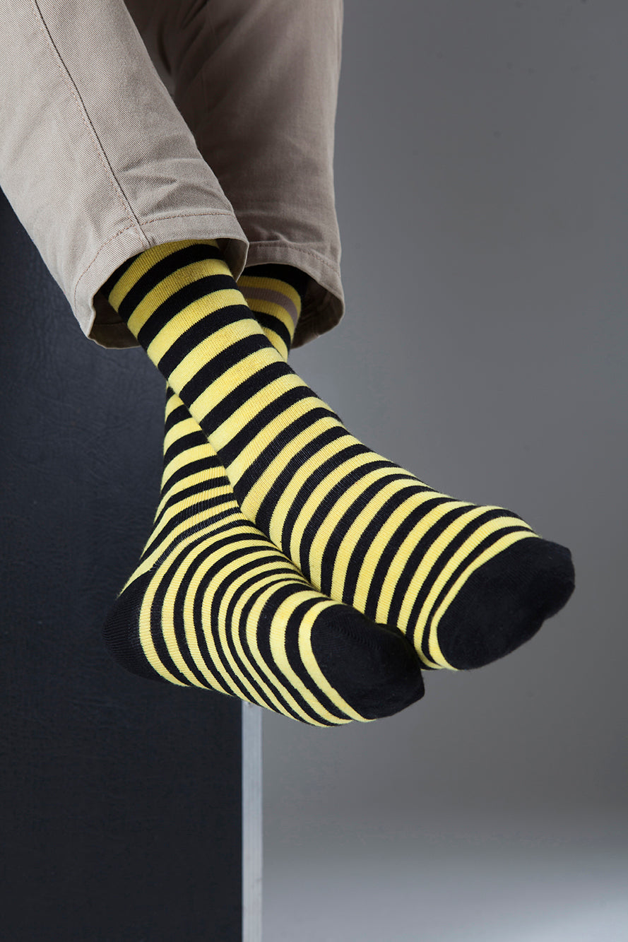 Men's Solid Lemon Stripe Socks