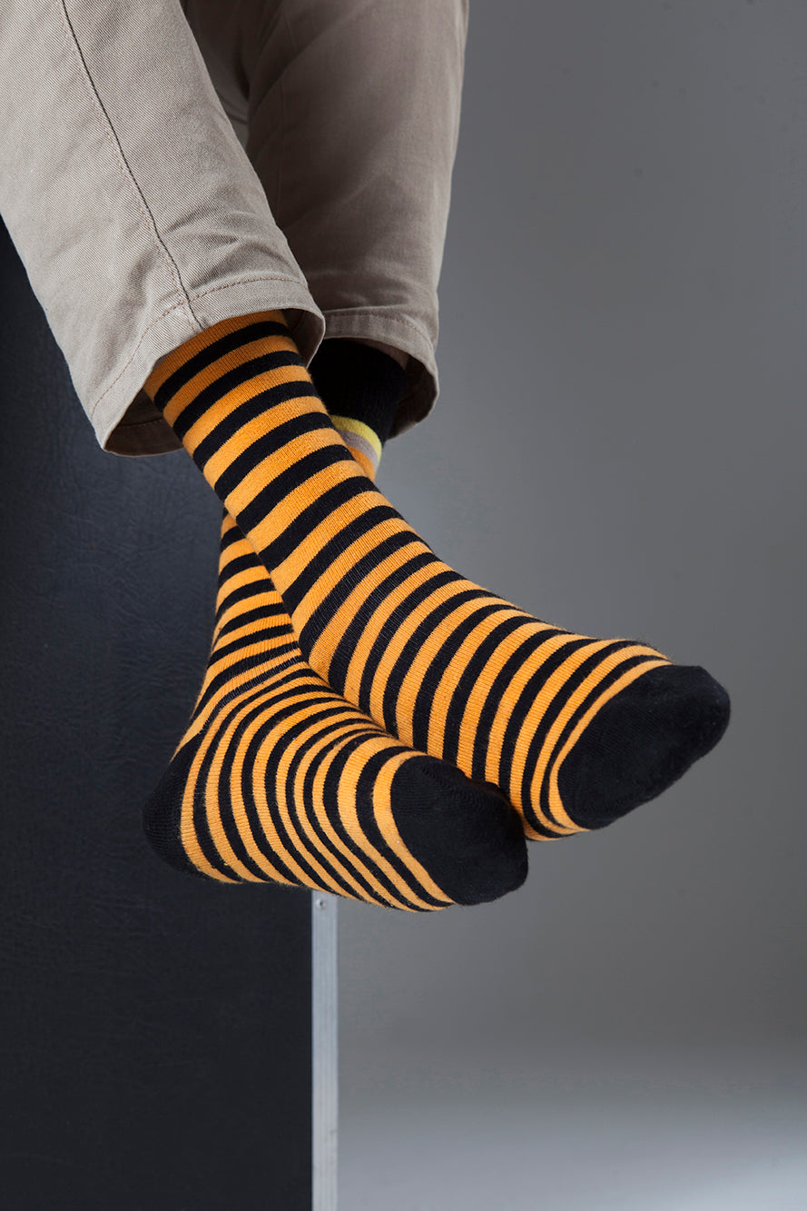 Men's Solid Tangerine Stripe Socks