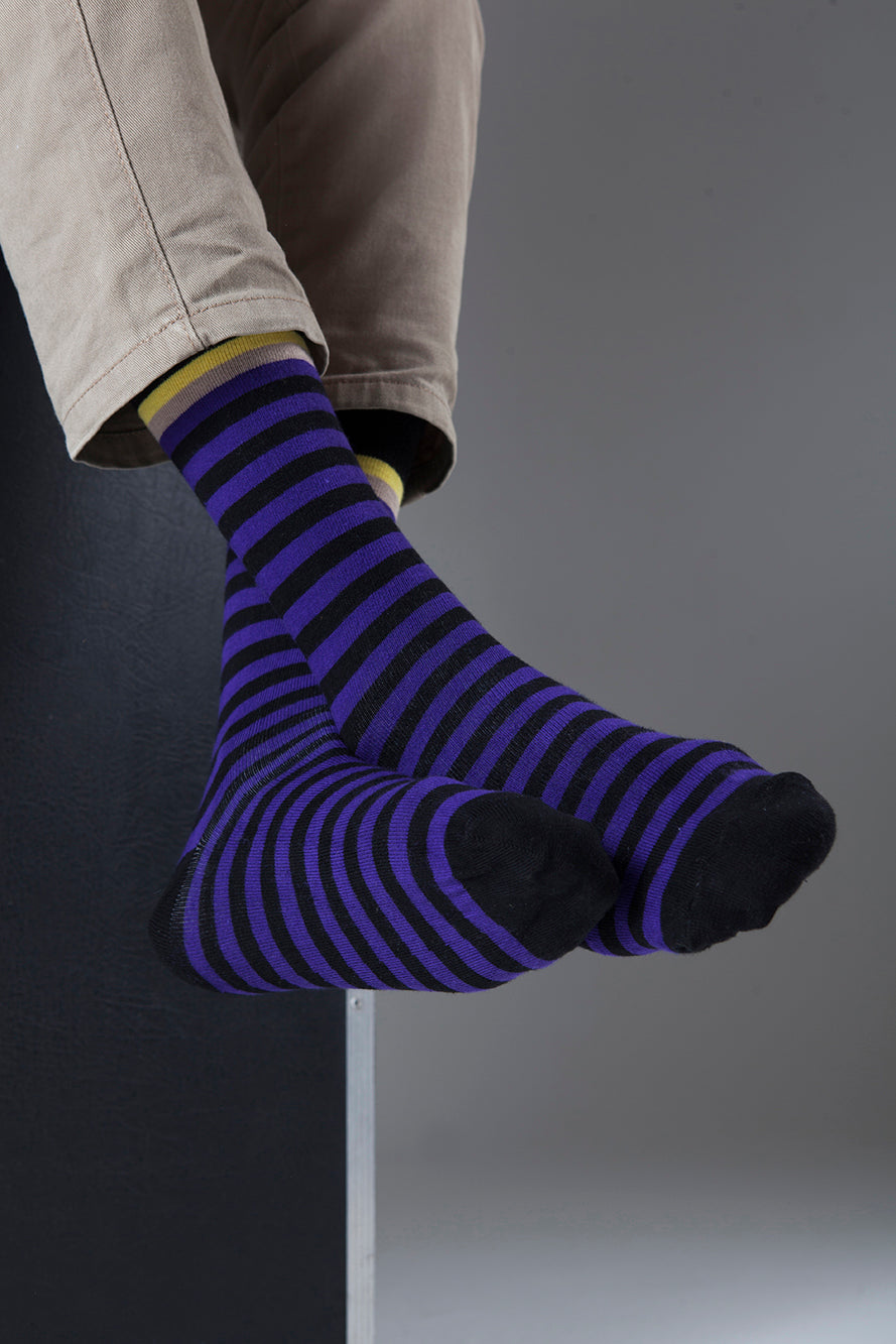 Men's Solid Purple Stripe Socks