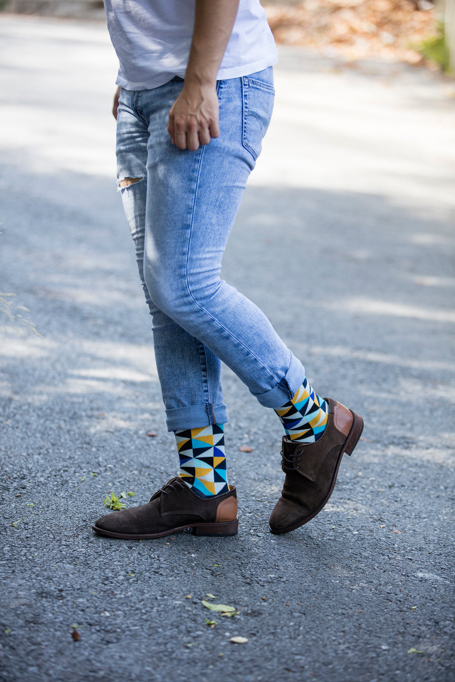 Men's Navy Triangle Socks