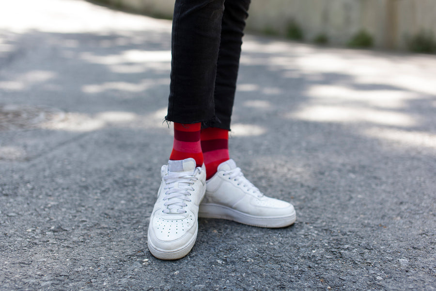 Men's Faded Scarlet Stripe Socks
