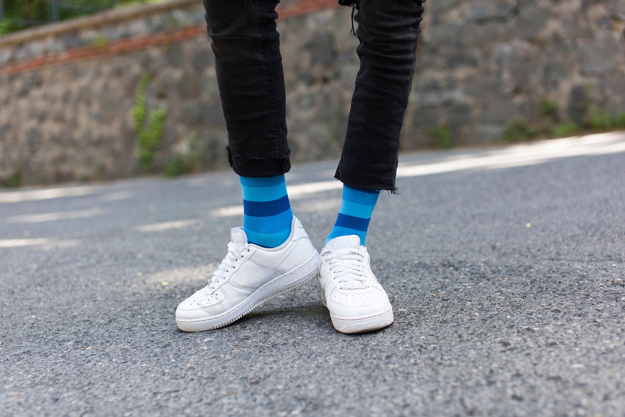 Men's Faded Blue Stripe Socks