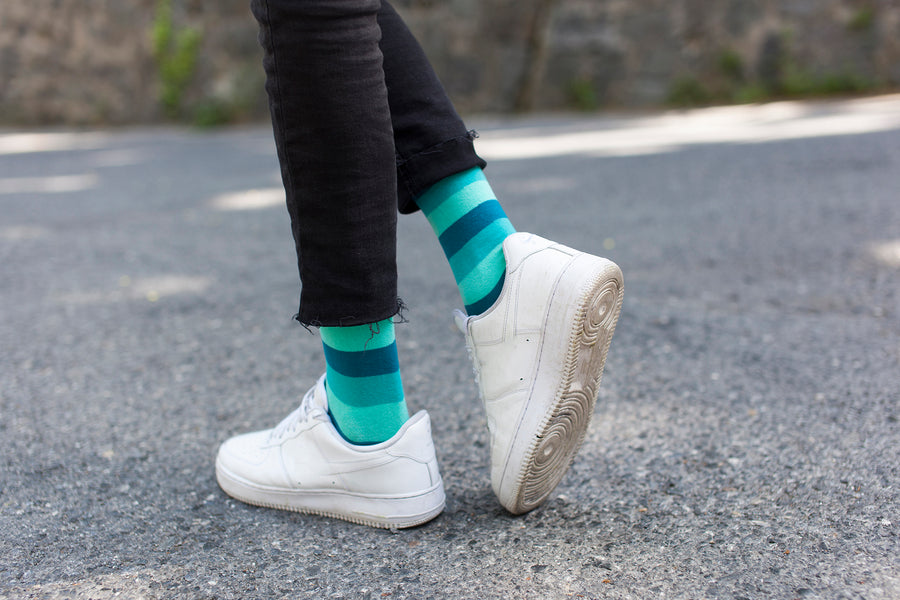 Men's Faded Teal Stripe Socks