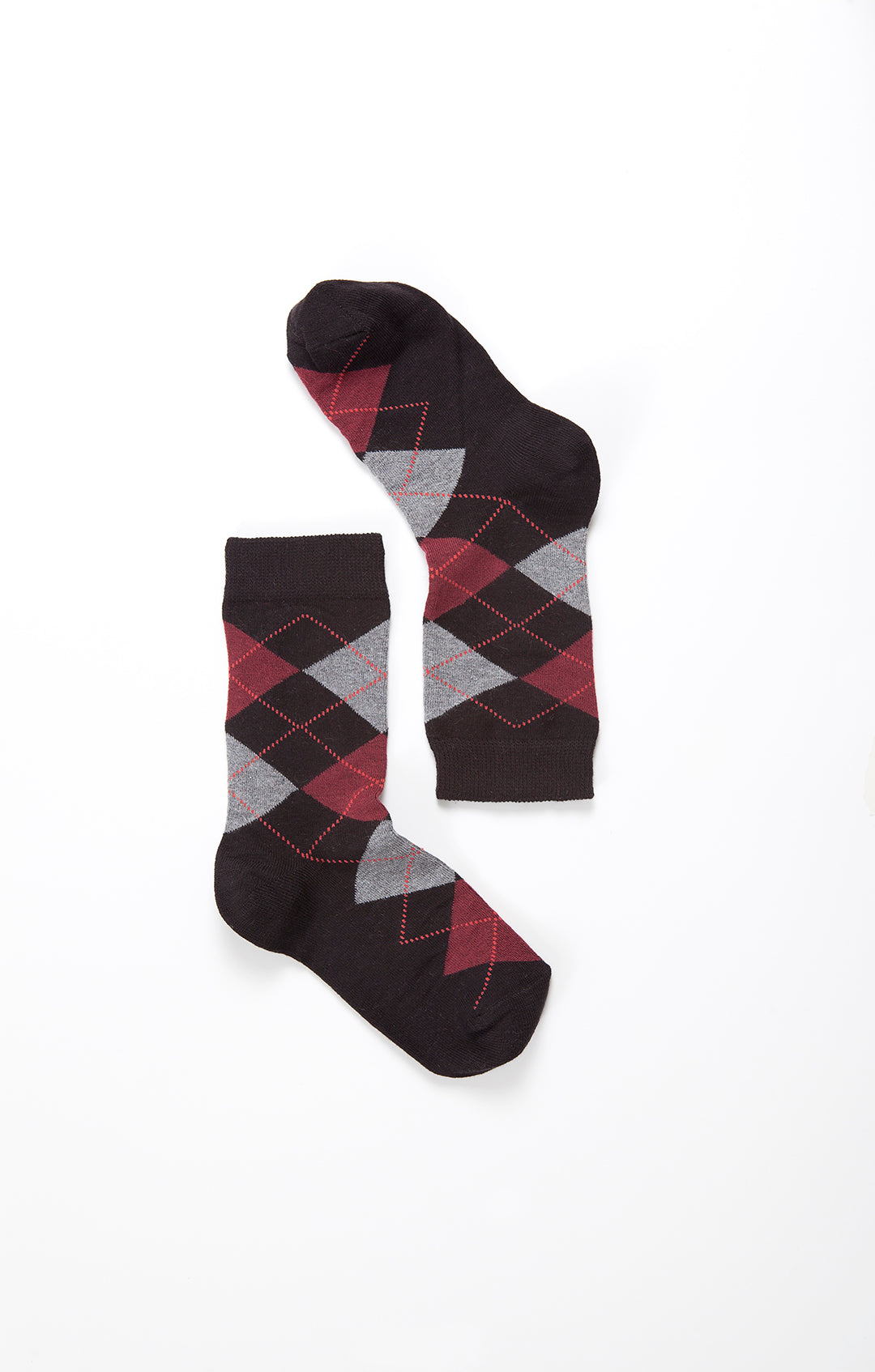 Women's Shiny Black Argyle Socks