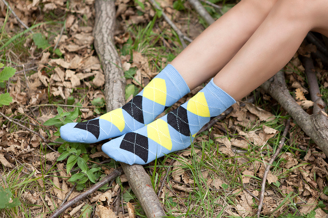 Women's Blue Sky Argyle Socks