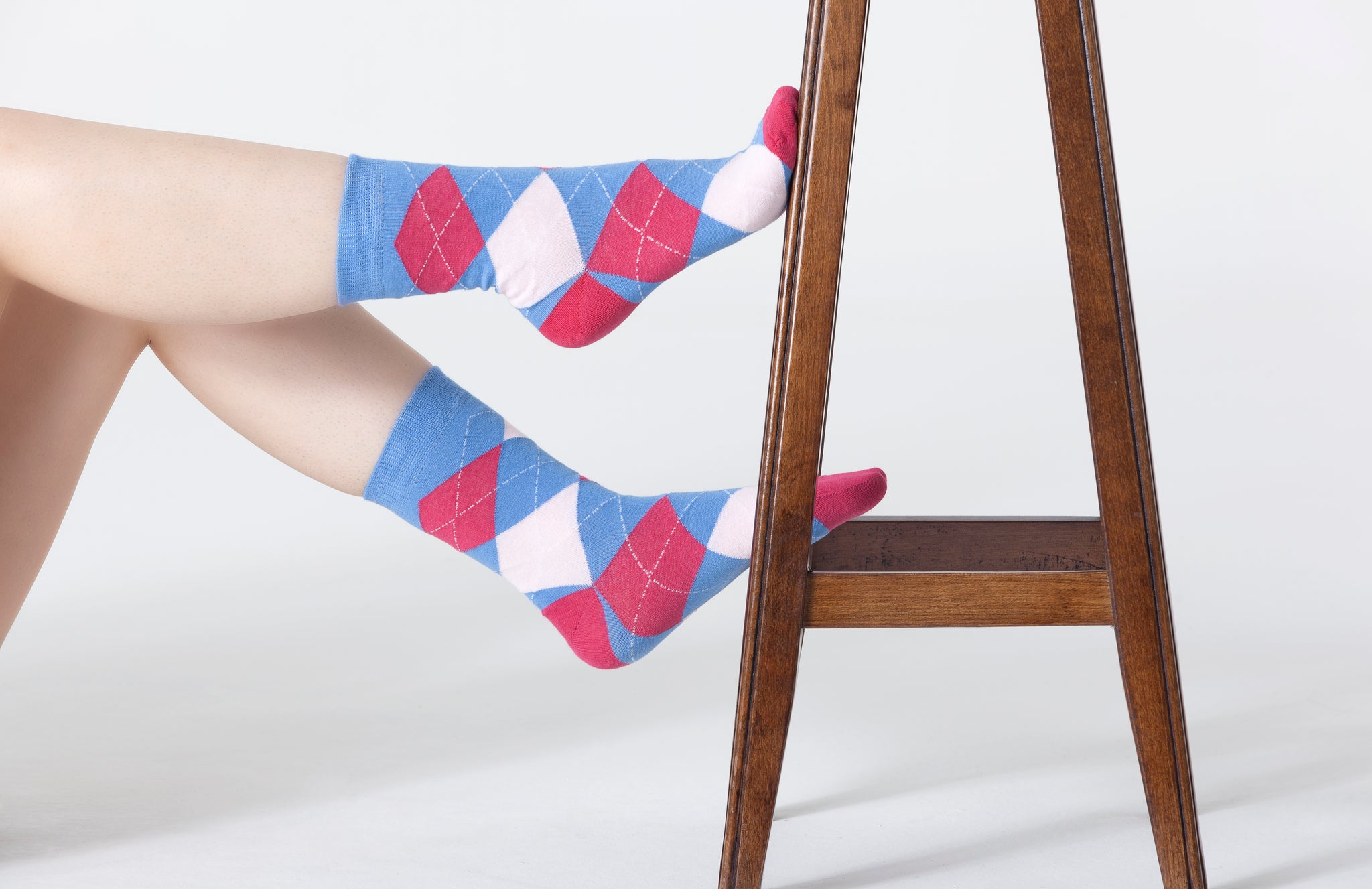 Women's Scarlet Blue Argyle Socks