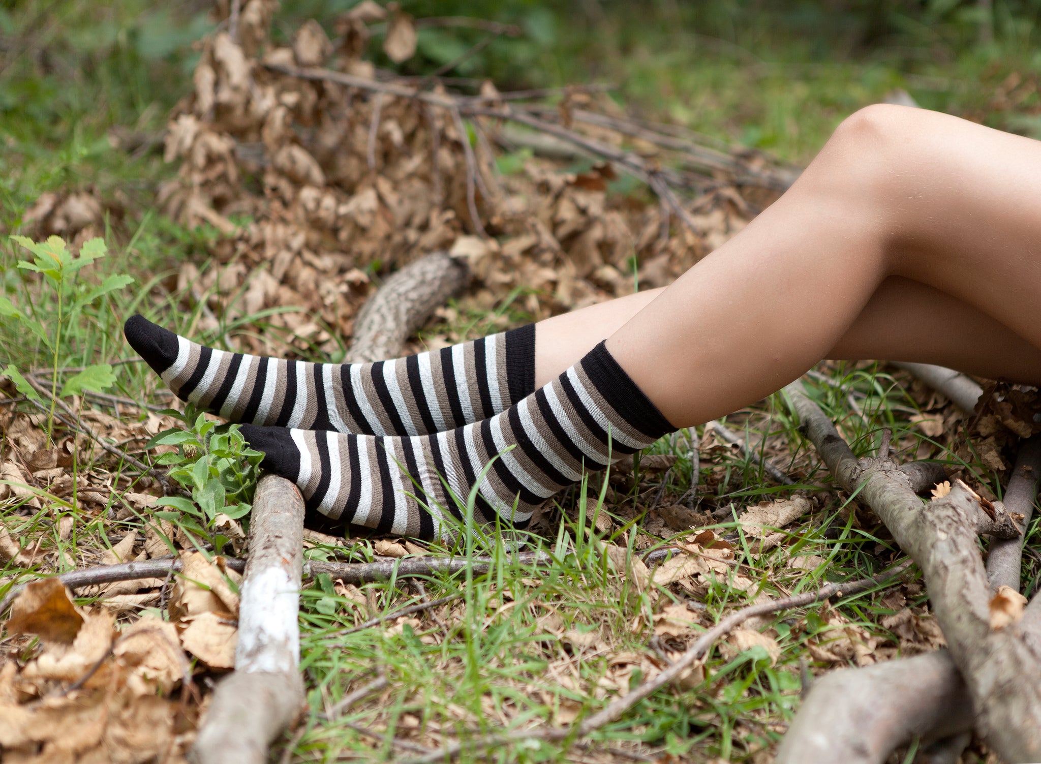 Women's Charcoal Stripe Socks
