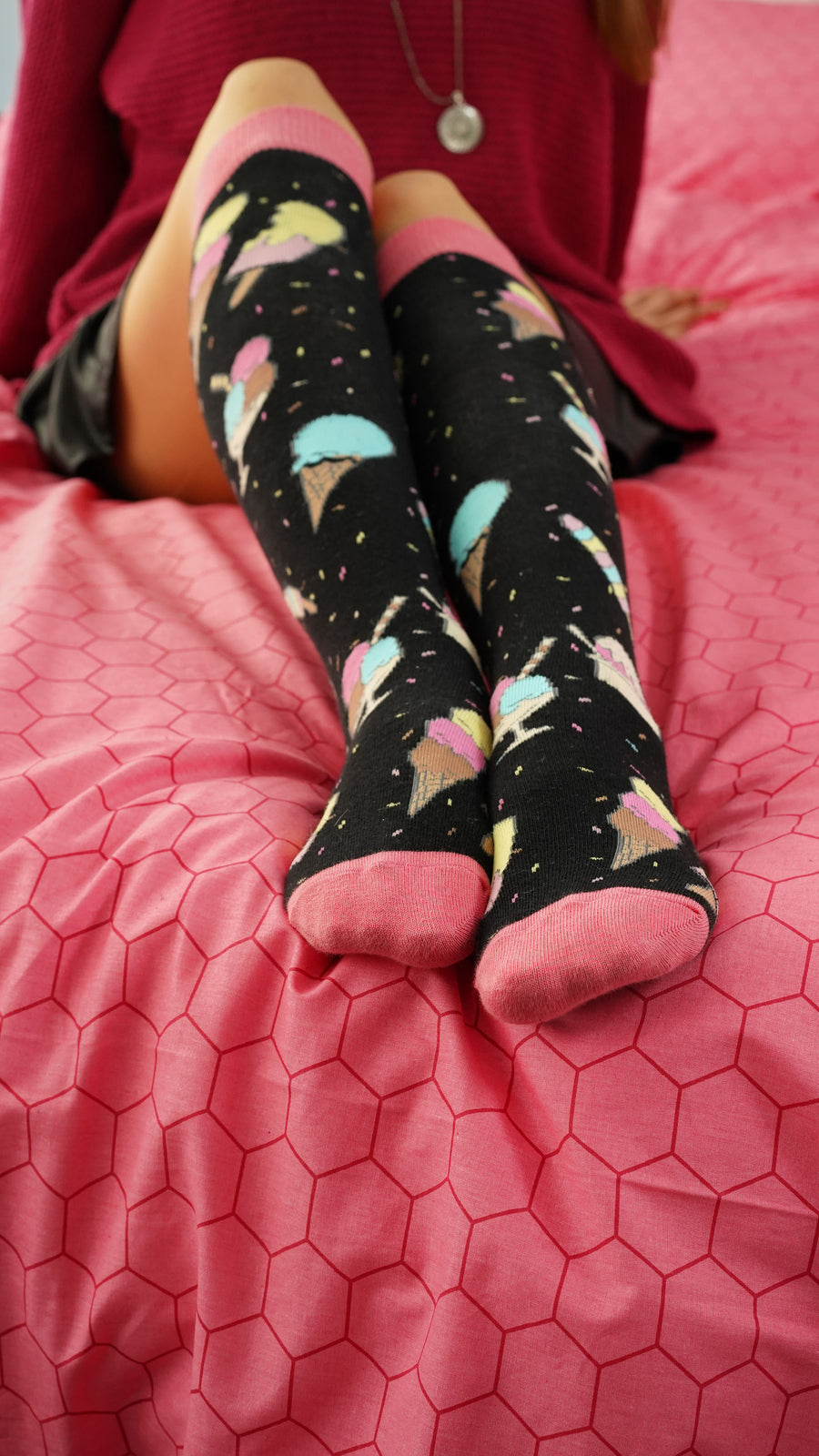 Women's Fast Food Knee High Socks Set colourful