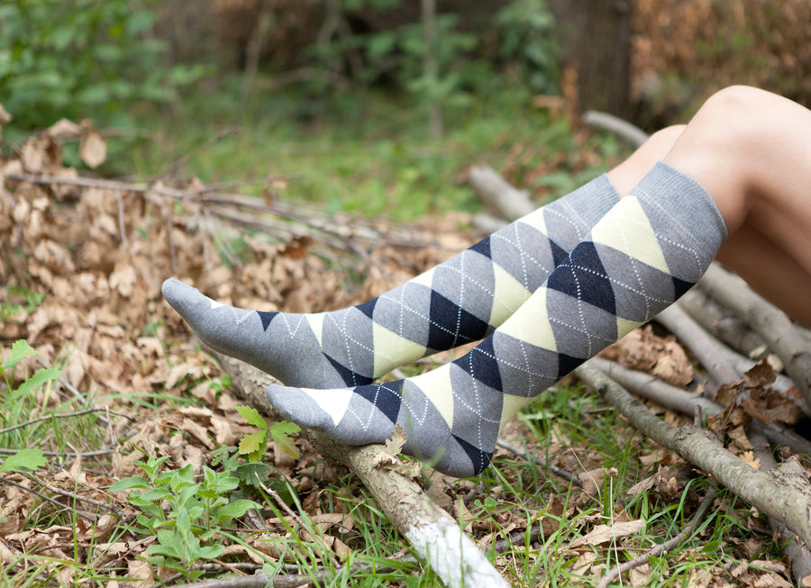 Women's High-Class Argyle Knee High Socks Set