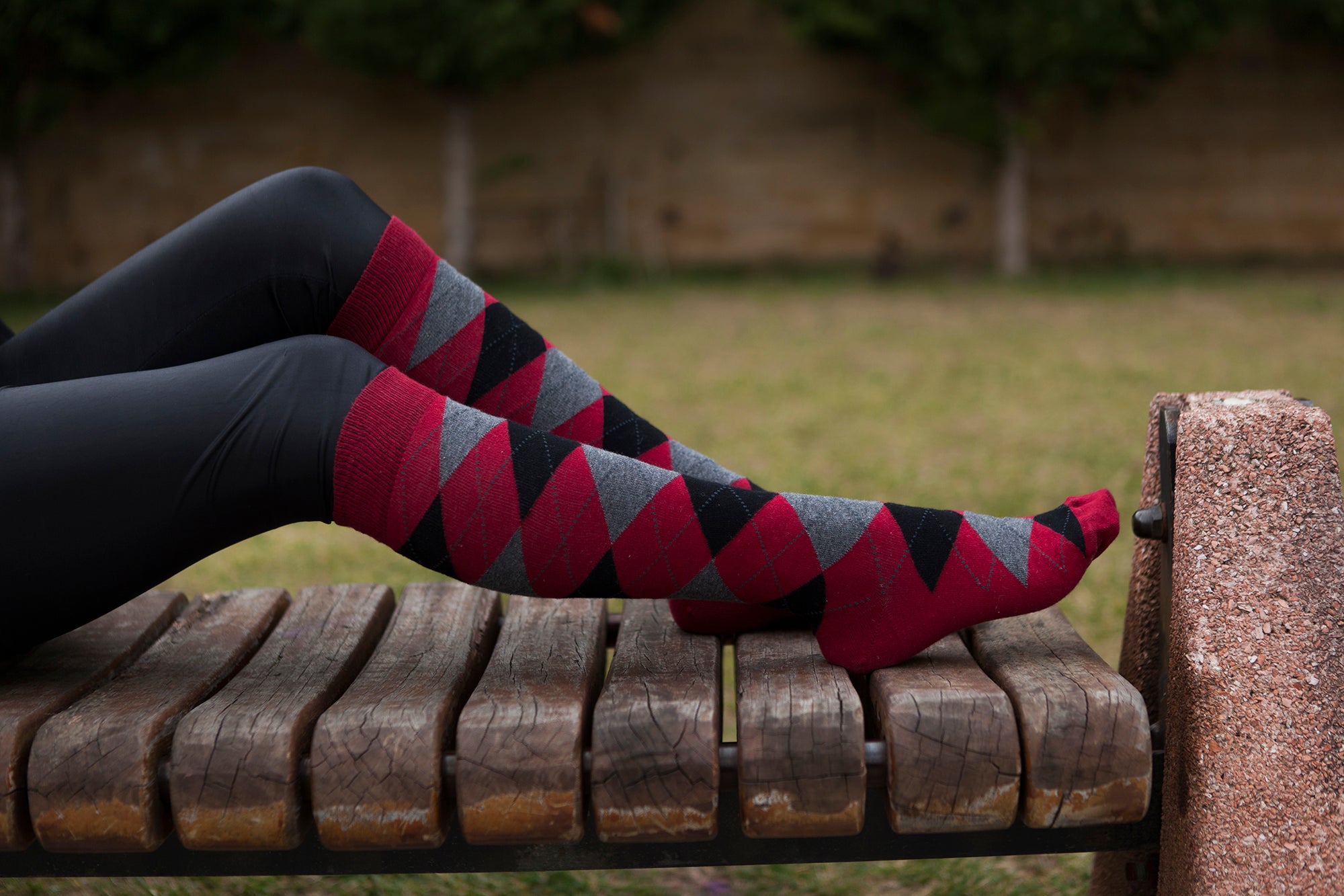 Women's Wine Argyle Knee High Socks Women's Wine Argyle Knee High Socks