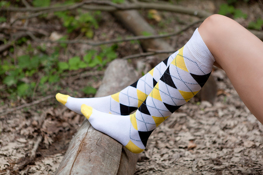 Women's White Lemon Knee High Socks