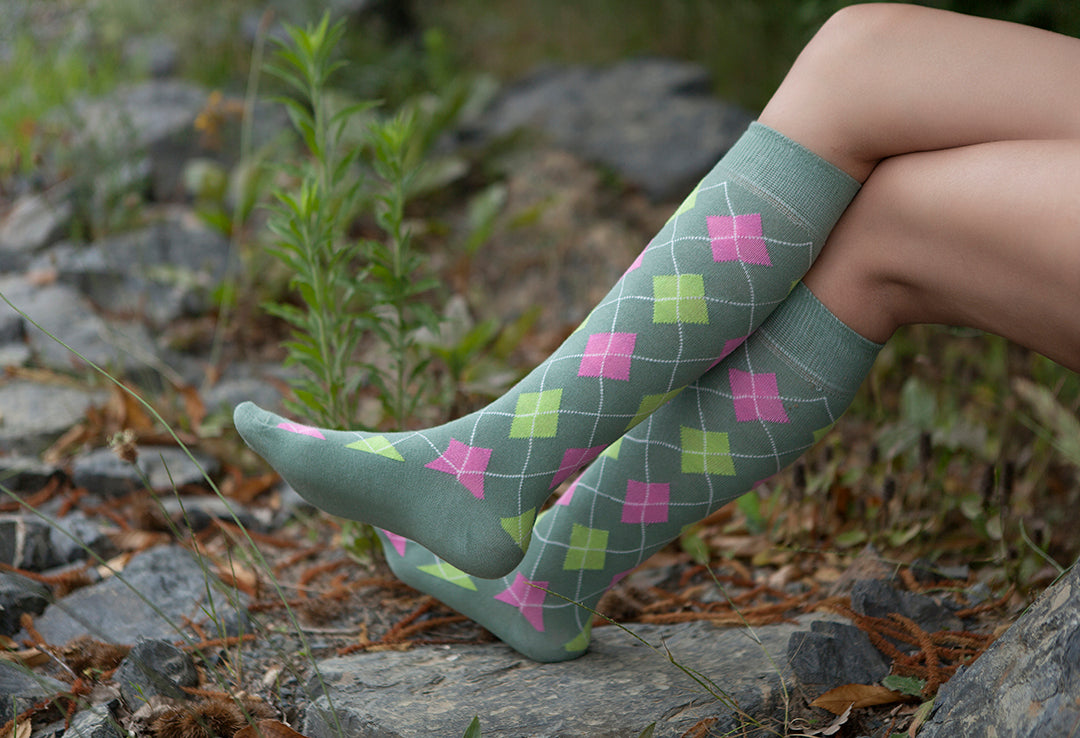 Women's Basil Argyle Knee High Socks