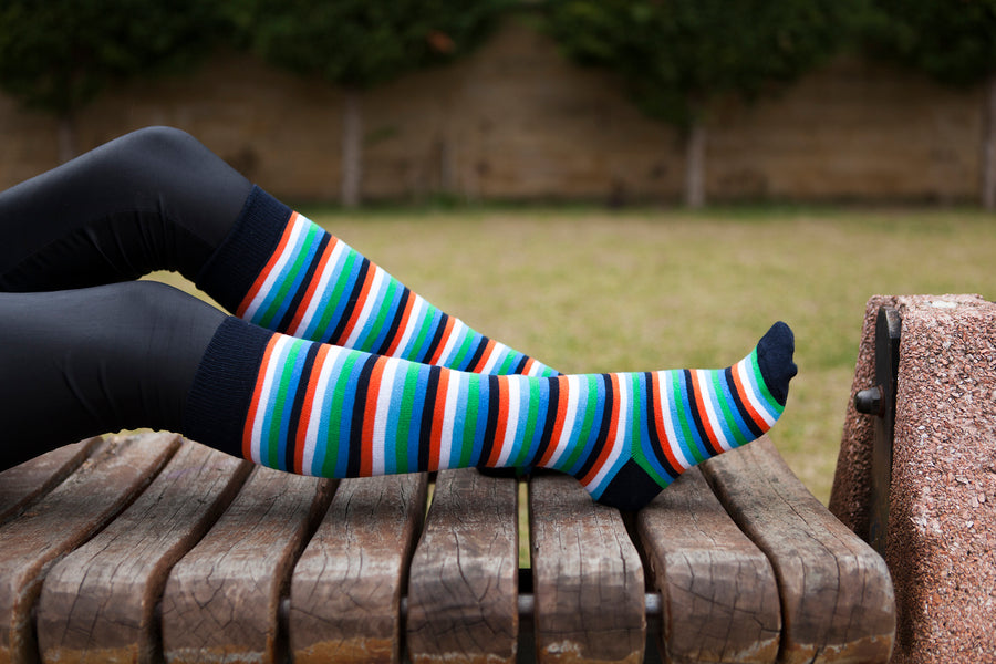 Women's Teal Sky Stripe Knee High Socks