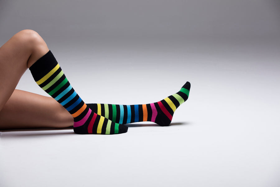 Women's Rainbow Multistripe Knee High Socks