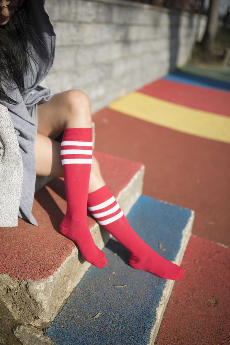 Women's Berry Stripe Knee High Socks
